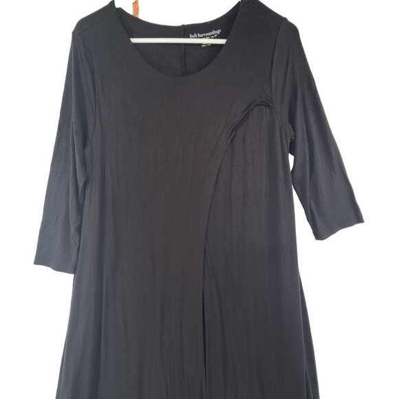 Soft Surroundings Alexandra Dress Womens  M Layered 3/4 Sleeve Black Flowy - Picture 3 of 6